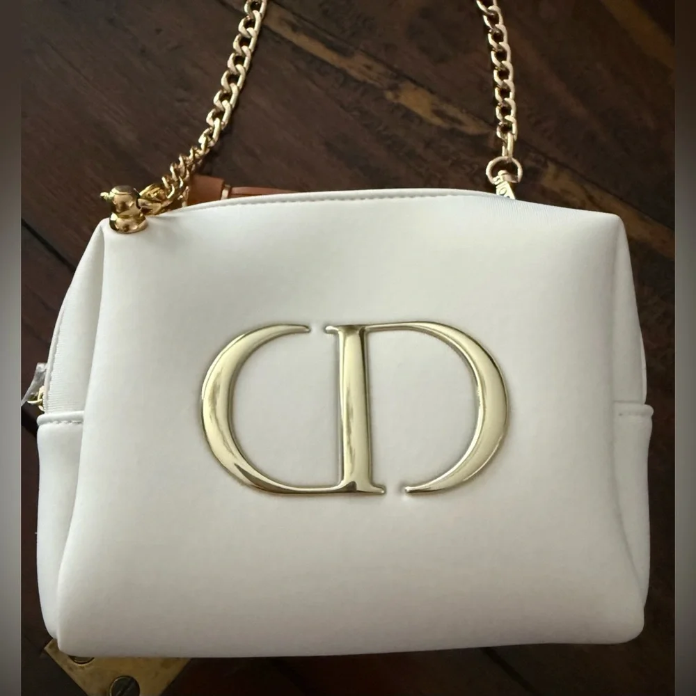 DIOR Cosmetic Bag with Gold Logo and Small Gift Box NWOT